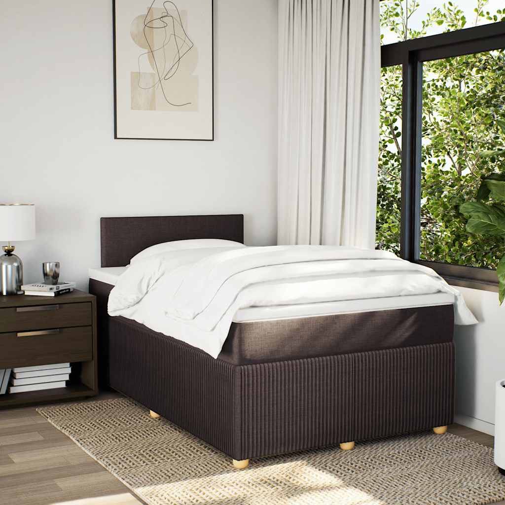 vidaXL Lit tapissier avec matelas Marron foncé 120x200 cm Tissu