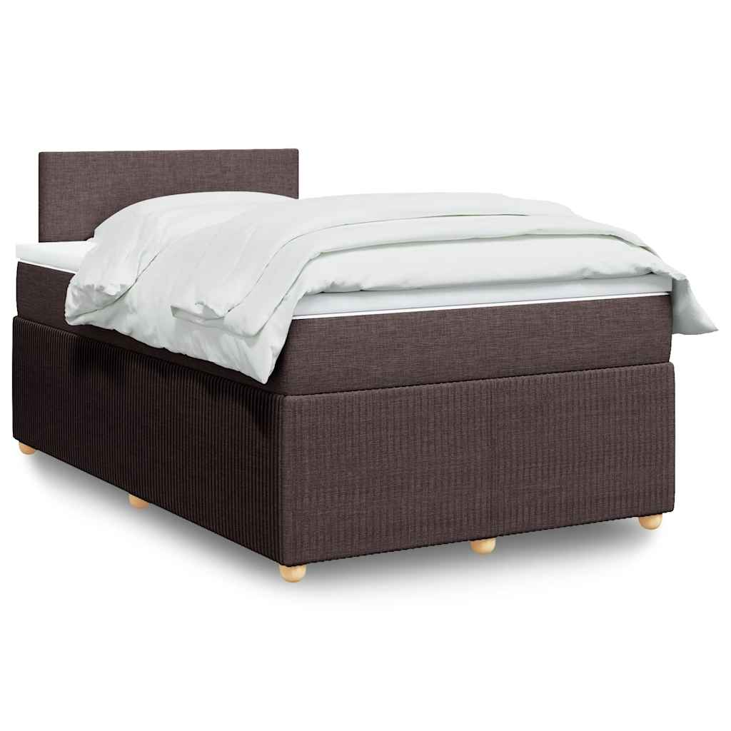 vidaXL Lit tapissier avec matelas Marron foncé 120x200 cm Tissu