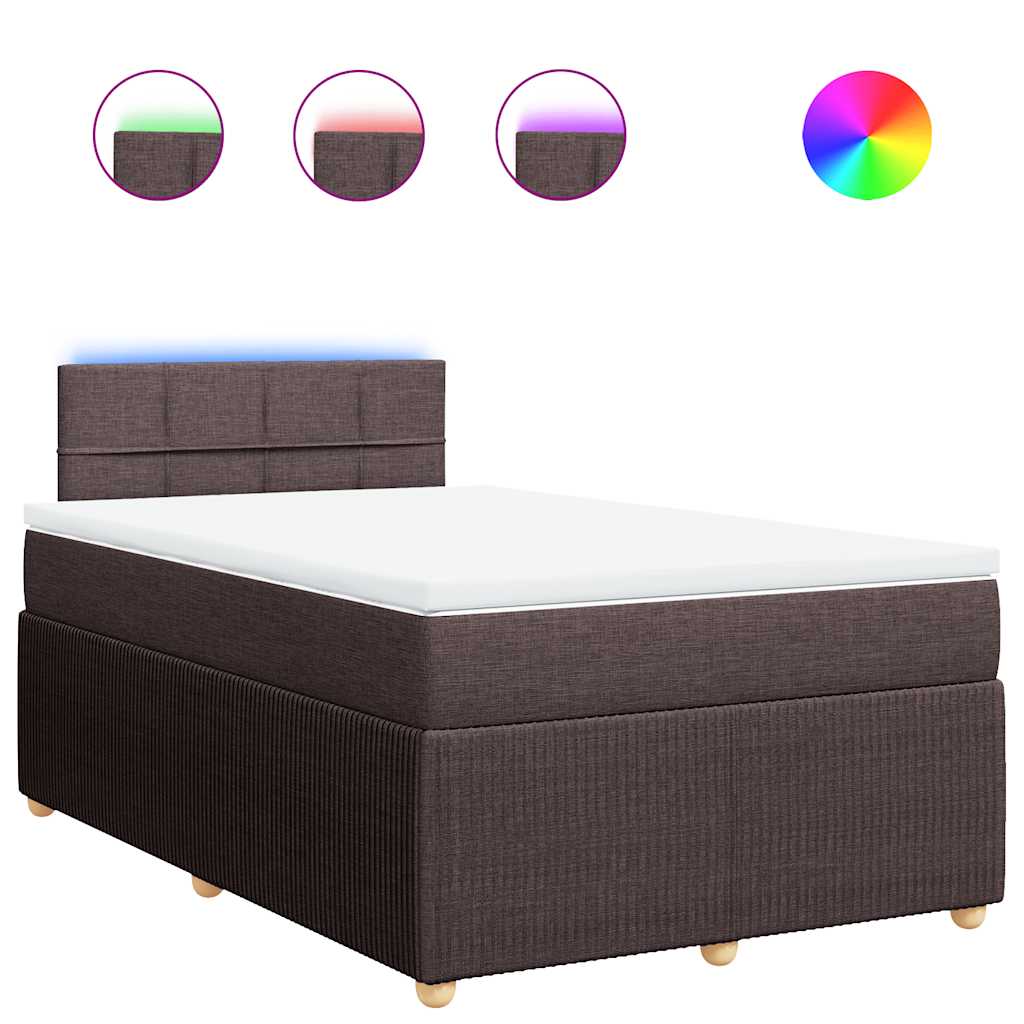 vidaXL Boxspringbett mit Matratze Dunkelbraun 120x200 cm Stoff