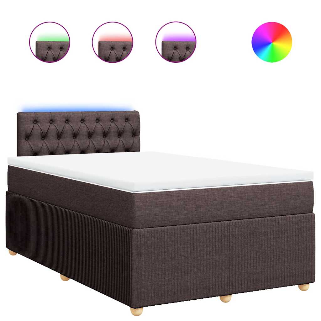 vidaXL Lit tapissier avec matelas Marron foncé 120x200 cm Tissu