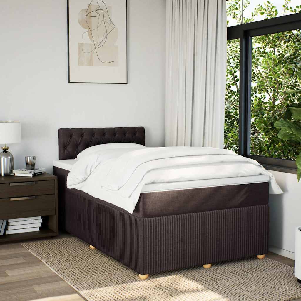 vidaXL Lit tapissier avec matelas Marron foncé 120x200 cm Tissu