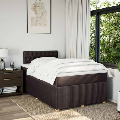 vidaXL Lit tapissier avec matelas Marron foncé 120x200 cm Tissu