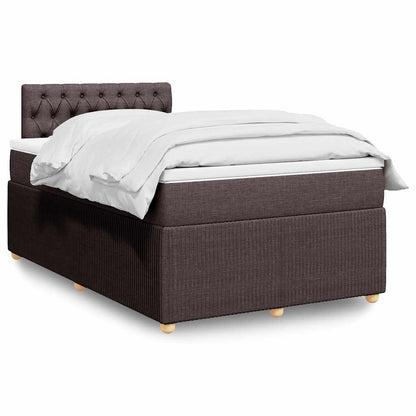 vidaXL Lit tapissier avec matelas Marron foncé 120x200 cm Tissu