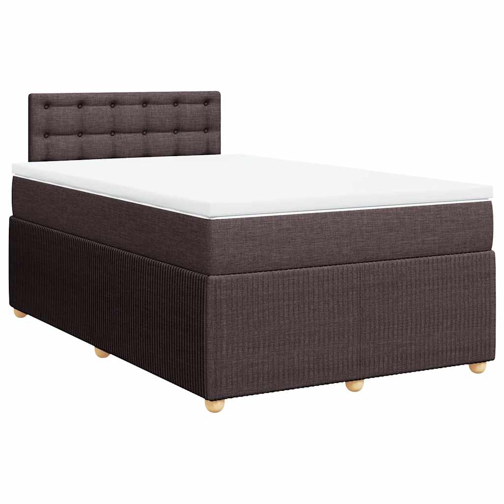 vidaXL Lit tapissier avec matelas Marron foncé 120x200 cm Tissu