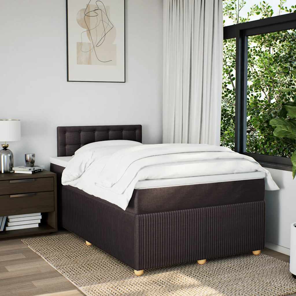 vidaXL Lit tapissier avec matelas Marron foncé 120x200 cm Tissu