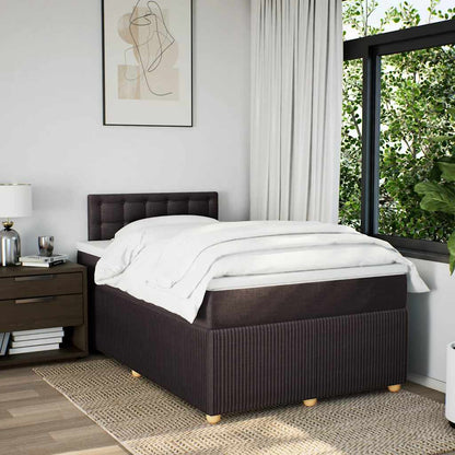 vidaXL Lit tapissier avec matelas Marron foncé 120x200 cm Tissu