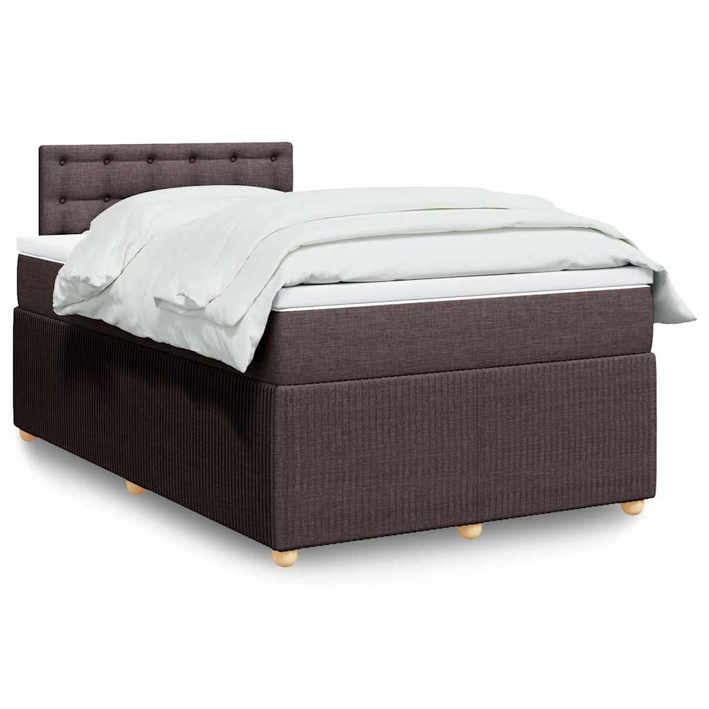 vidaXL Lit tapissier avec matelas Marron foncé 120x200 cm Tissu