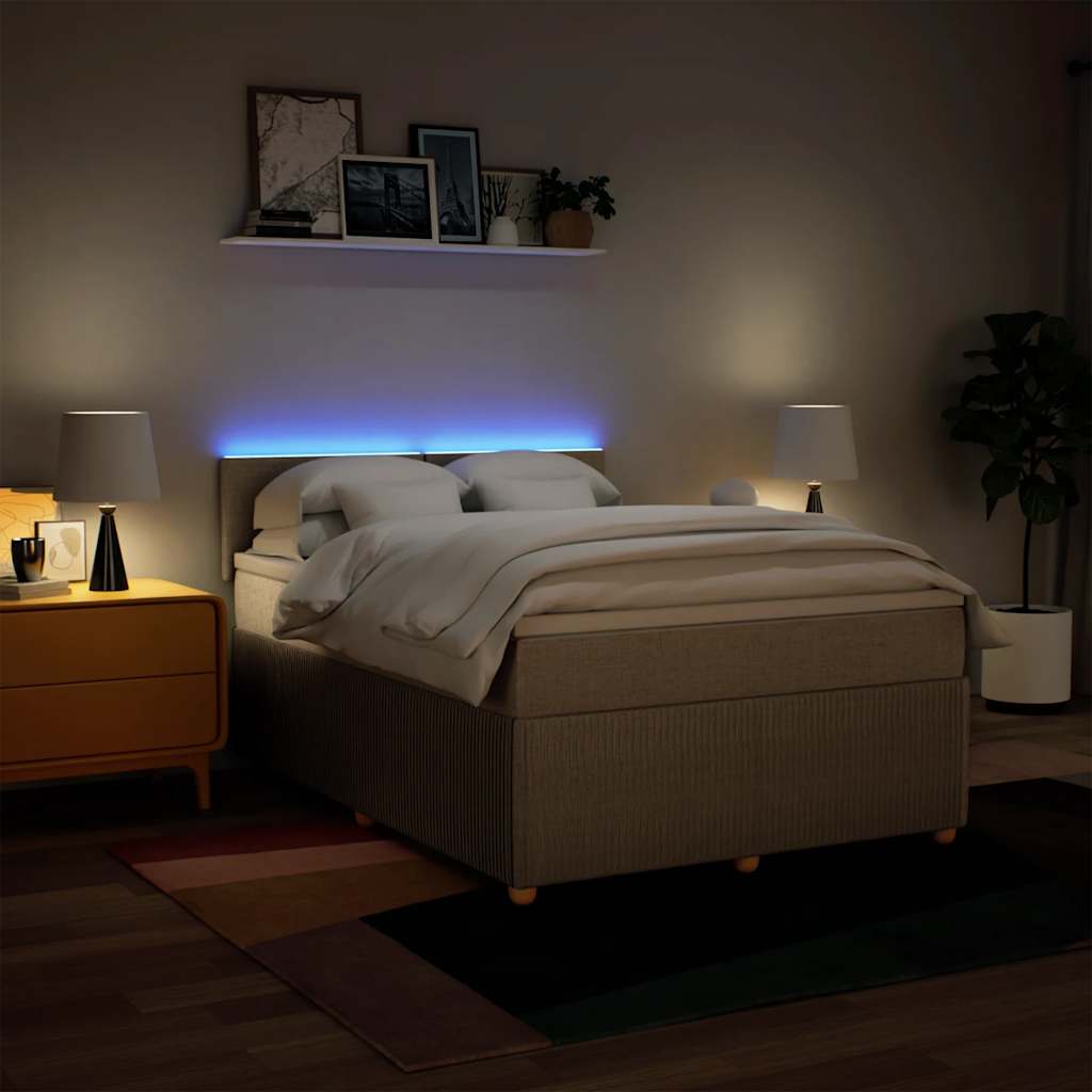 Boxspringbett mit Matratze Creme 140x190 cm Stoff