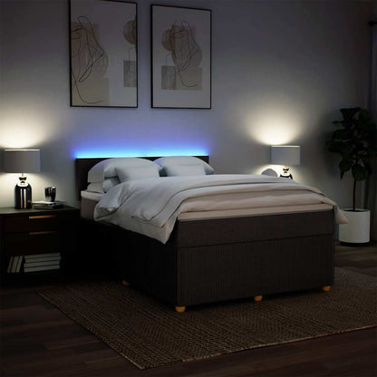 vidaXL Lit tapissier avec matelas Marron foncé 140x200 cm Tissu