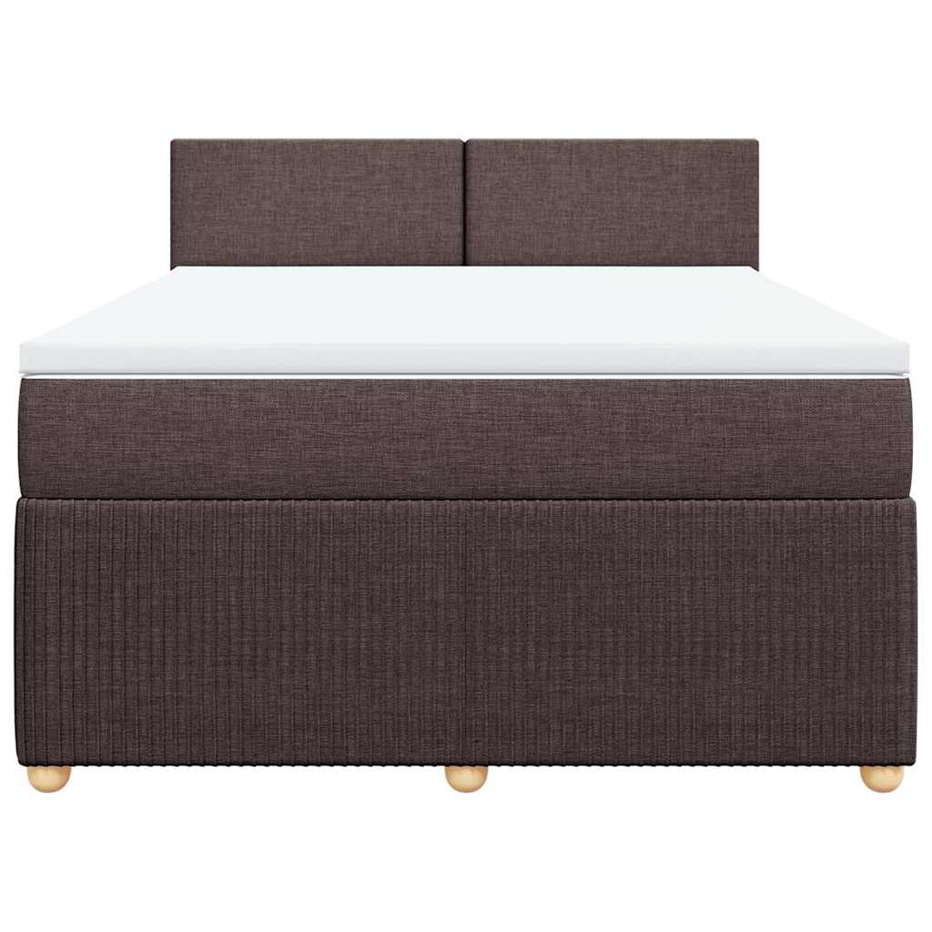 vidaXL Lit tapissier avec matelas Marron foncé 140x200 cm Tissu