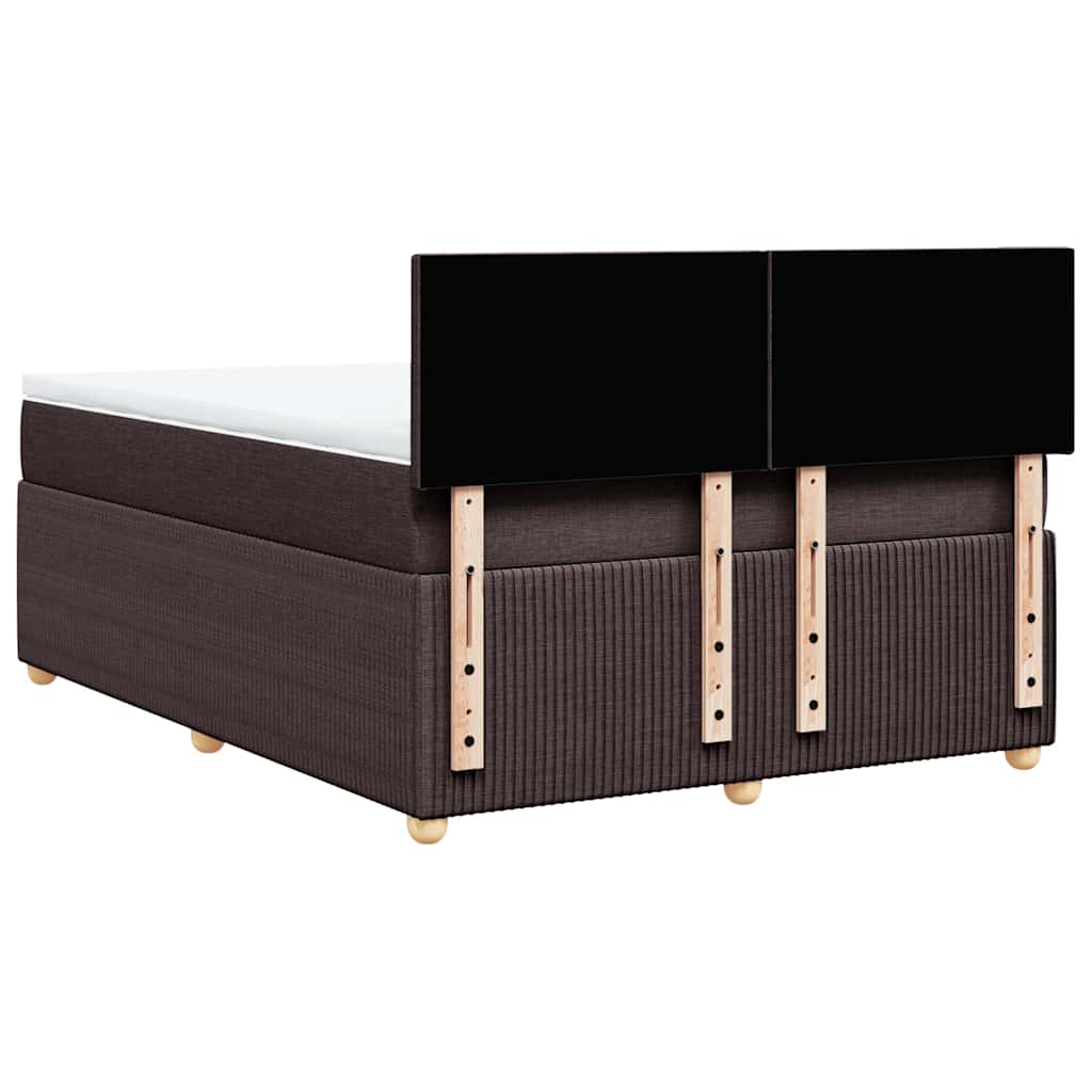 vidaXL Lit tapissier avec matelas Marron foncé 140x200 cm Tissu