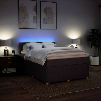vidaXL Lit tapissier avec matelas Marron foncé 140x200 cm Tissu