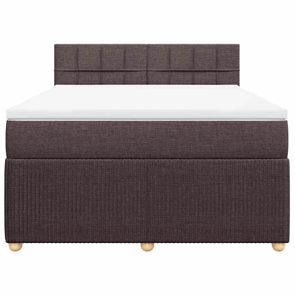 vidaXL Lit tapissier avec matelas Marron foncé 140x200 cm Tissu