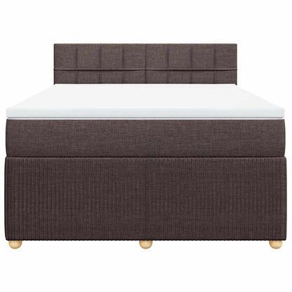 vidaXL Lit tapissier avec matelas Marron foncé 140x200 cm Tissu