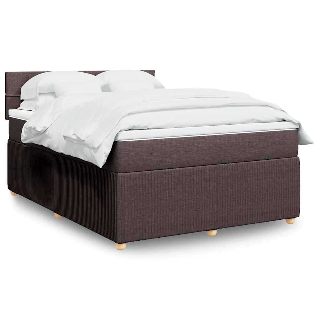 vidaXL Lit tapissier avec matelas Marron foncé 140x200 cm Tissu