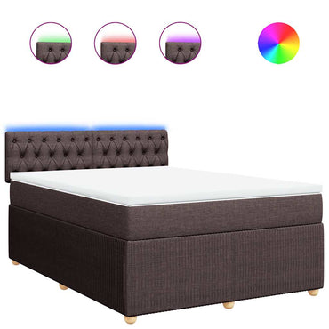 vidaXL Lit tapissier avec matelas Marron foncé 140x200 cm Tissu
