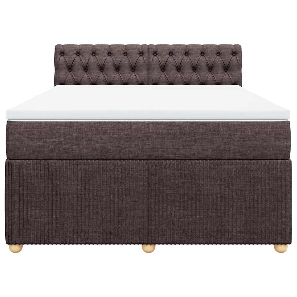 vidaXL Lit tapissier avec matelas Marron foncé 140x200 cm Tissu