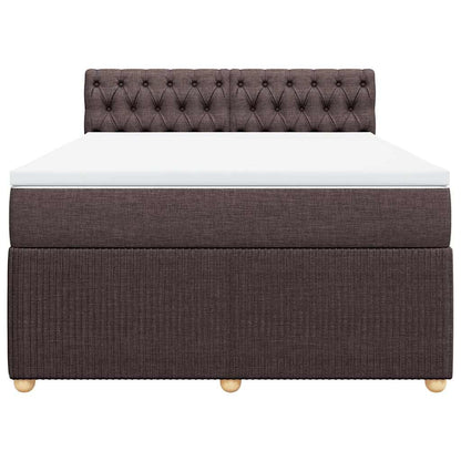 vidaXL Lit tapissier avec matelas Marron foncé 140x200 cm Tissu
