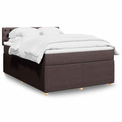 vidaXL Lit tapissier avec matelas Marron foncé 140x200 cm Tissu