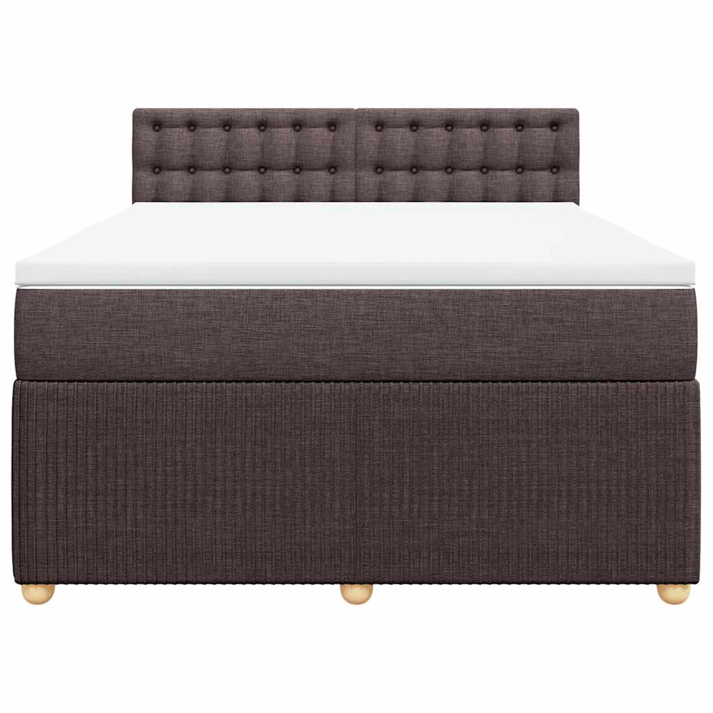 vidaXL Lit tapissier avec matelas Marron foncé 140x200 cm Tissu