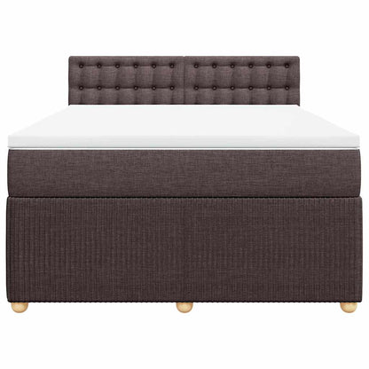 vidaXL Lit tapissier avec matelas Marron foncé 140x200 cm Tissu