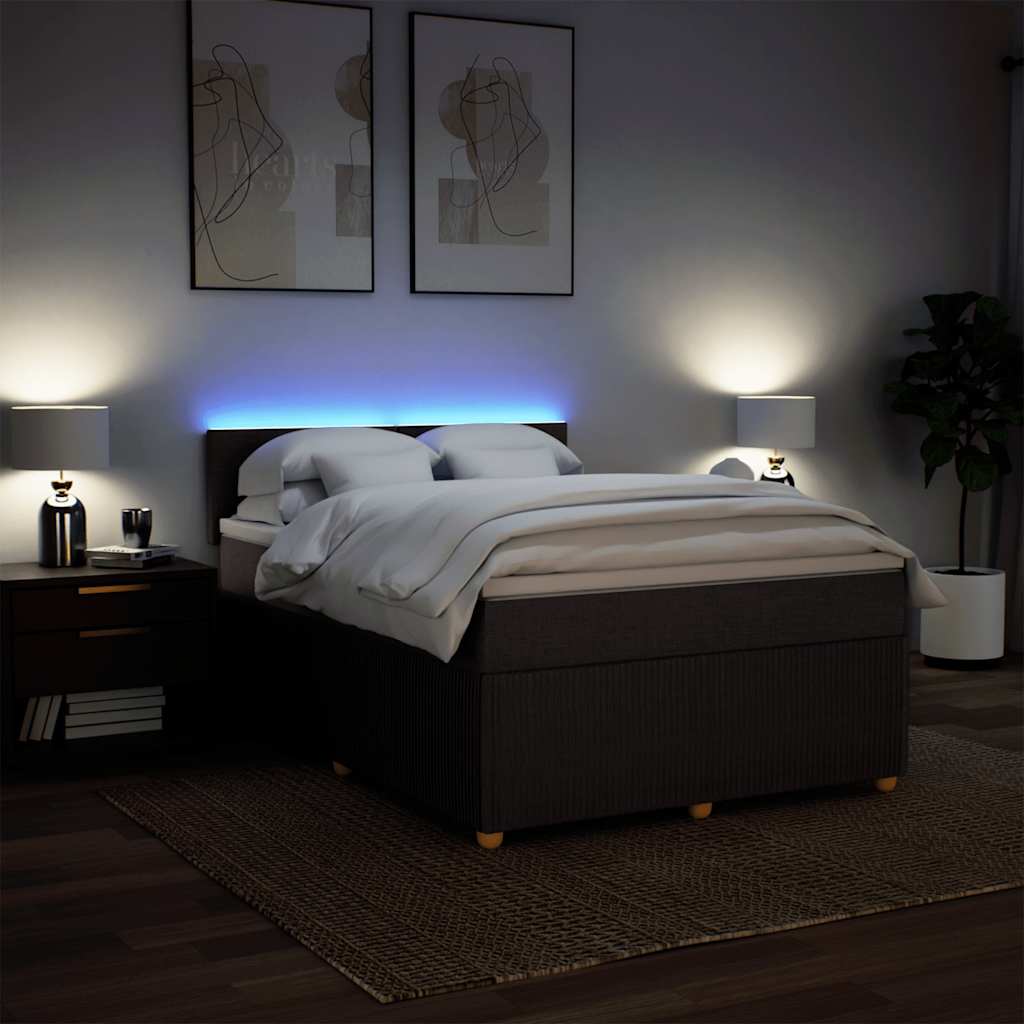 vidaXL Boxspringbett mit Matratze Dunkelbraun 160x200 cm Stoff