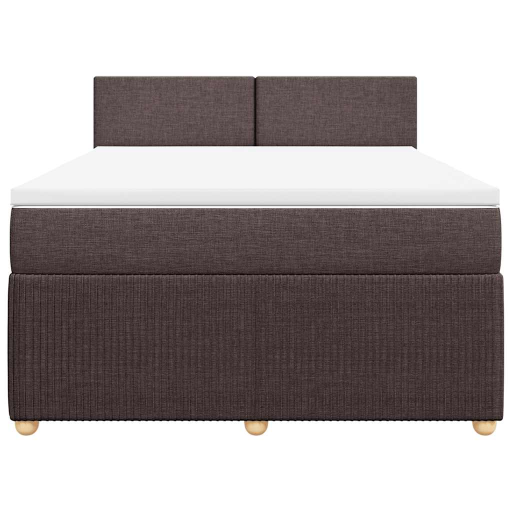 vidaXL Boxspringbett mit Matratze Dunkelbraun 160x200 cm Stoff