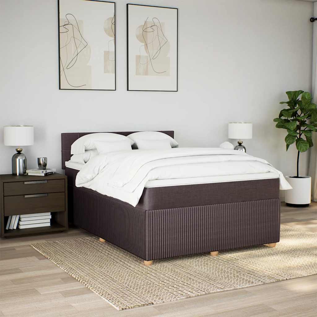 vidaXL Boxspringbett mit Matratze Dunkelbraun 160x200 cm Stoff