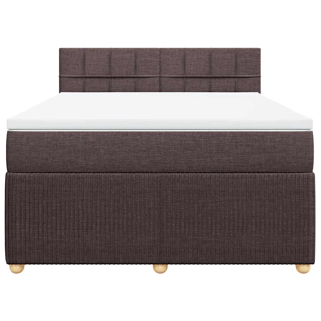 vidaXL Boxspringbett mit Matratze Dunkelbraun 160x200 cm Stoff