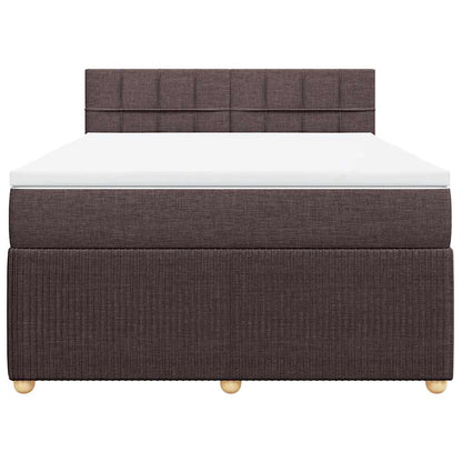 vidaXL Boxspringbett mit Matratze Dunkelbraun 160x200 cm Stoff