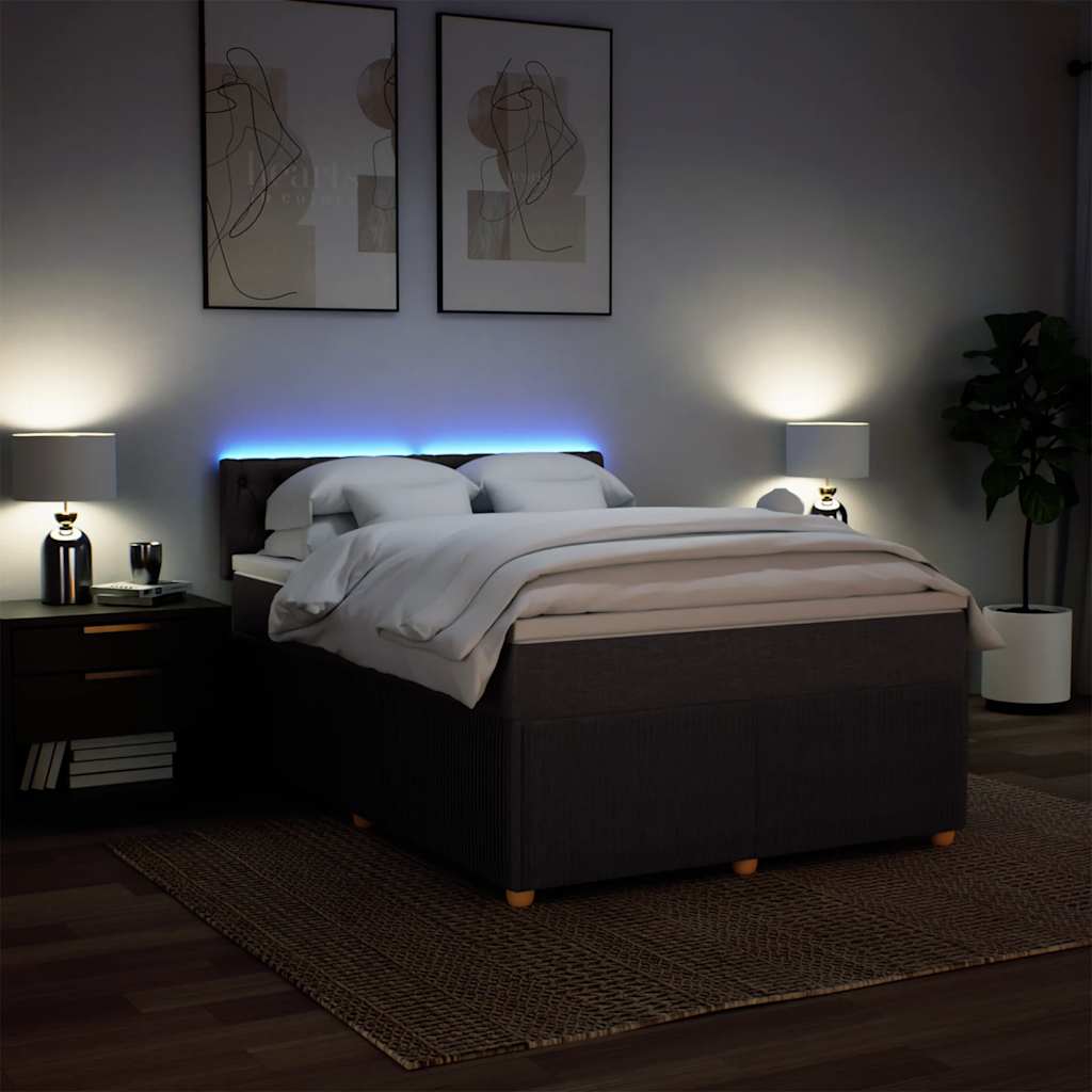 vidaXL Boxspringbett mit Matratze Dunkelbraun 160x200 cm Stoff