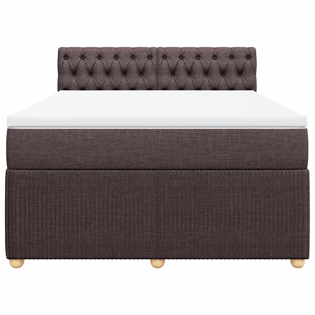 vidaXL Boxspringbett mit Matratze Dunkelbraun 160x200 cm Stoff