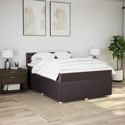 vidaXL Lit tapissier avec matelas Marron foncé 160x200 cm Tissu