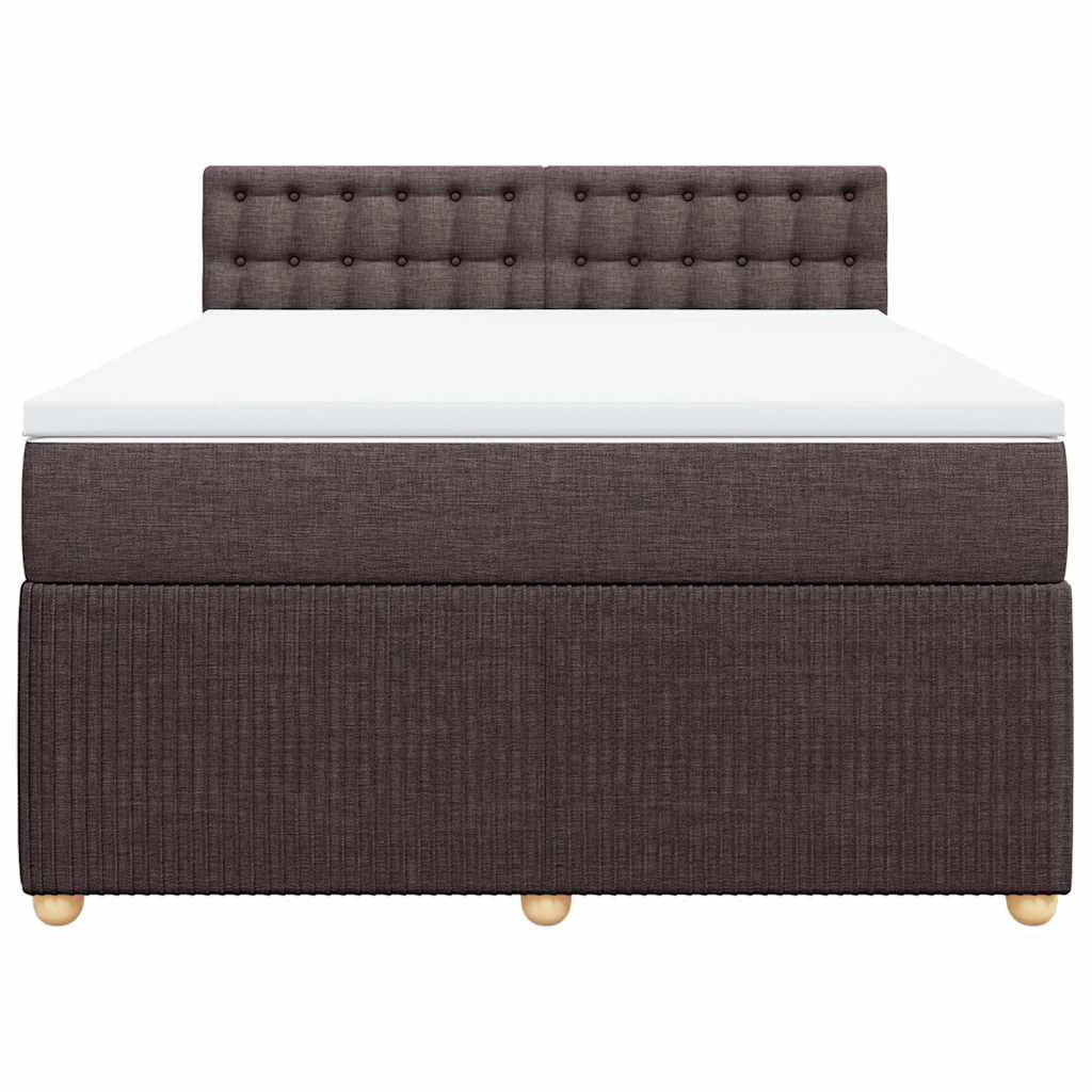 vidaXL Lit tapissier avec matelas Marron foncé 160x200 cm Tissu