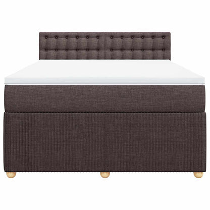 vidaXL Lit tapissier avec matelas Marron foncé 160x200 cm Tissu