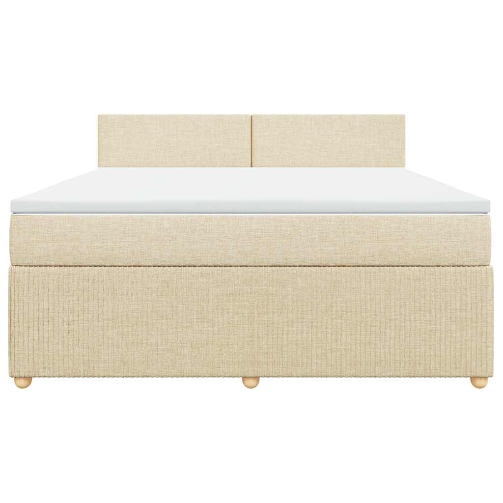 Boxspringbett mit Matratze Creme 180x200 cm Stoff