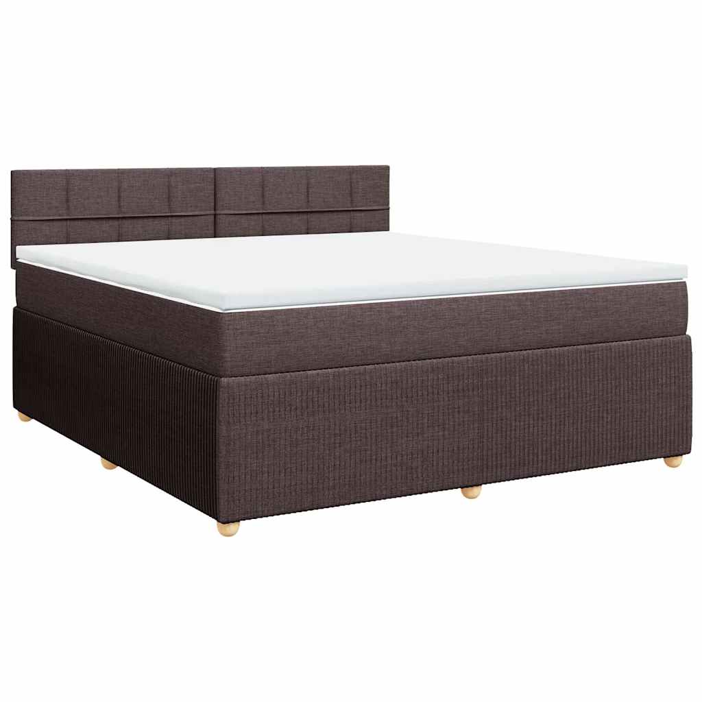 vidaXL Boxspringbett mit Matratze Dunkelbraun 180x200 cm Stoff