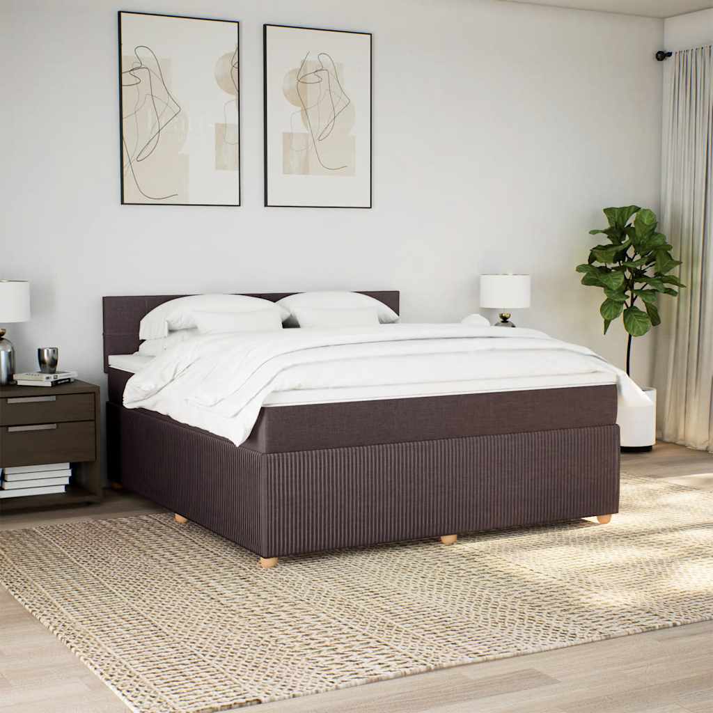 vidaXL Boxspringbett mit Matratze Dunkelbraun 180x200 cm Stoff