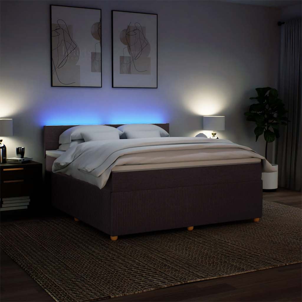 vidaXL Boxspringbett mit Matratze Dunkelbraun 180x200 cm Stoff