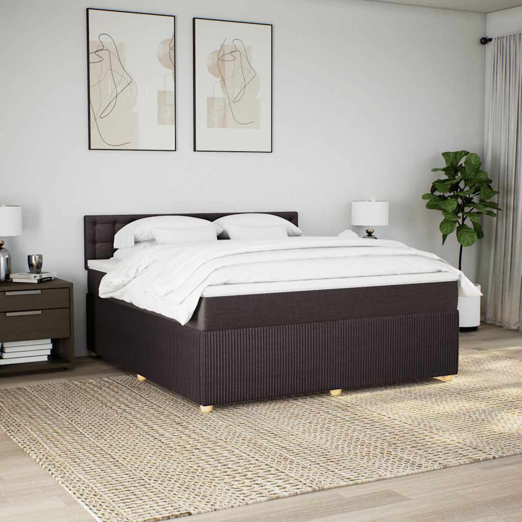 vidaXL Boxspringbett mit Matratze Dunkelbraun 180x200 cm Stoff