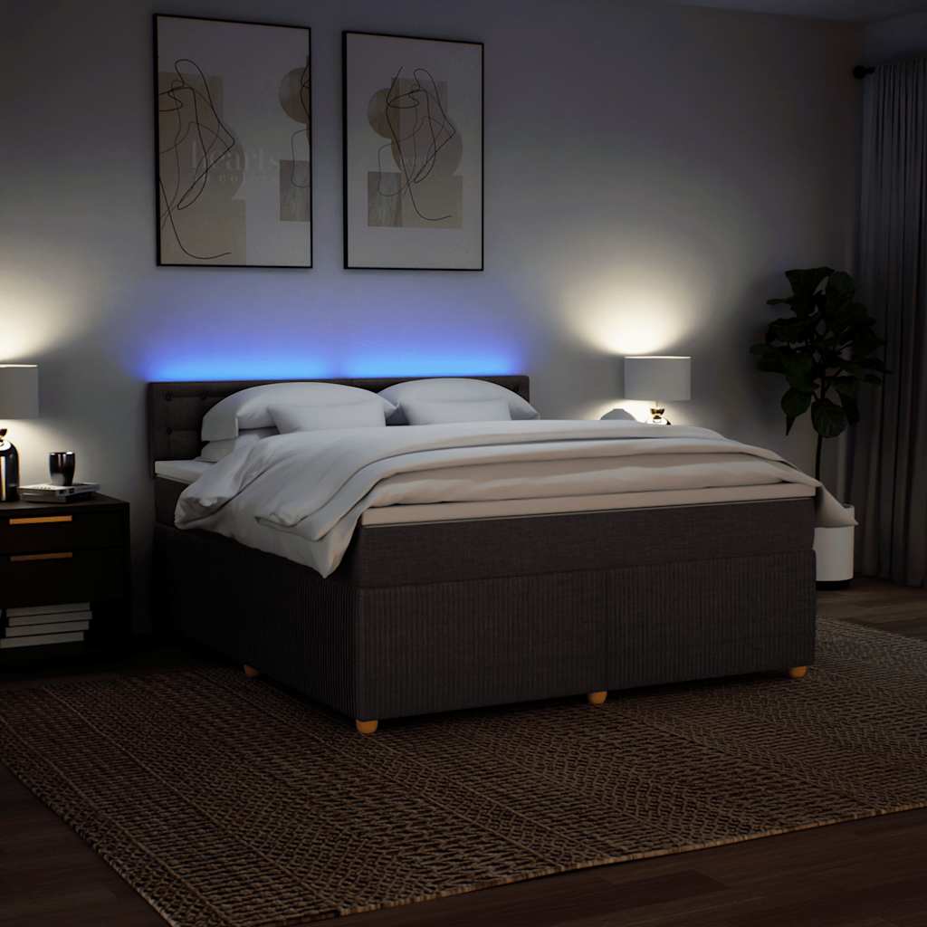 vidaXL Boxspringbett mit Matratze Dunkelbraun 180x200 cm Stoff