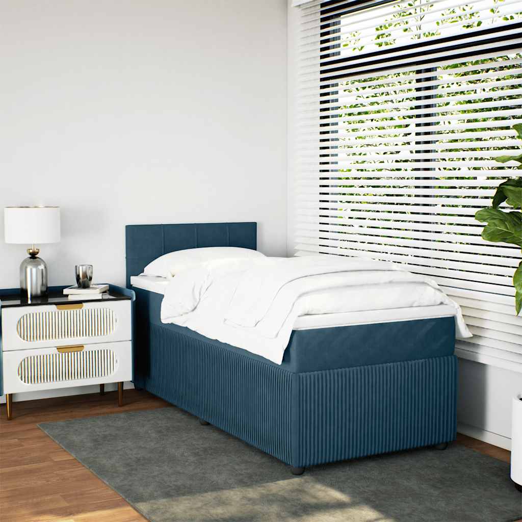 vidaXL Boxspringbett mit Matratze Blau 80x200 cm Samt