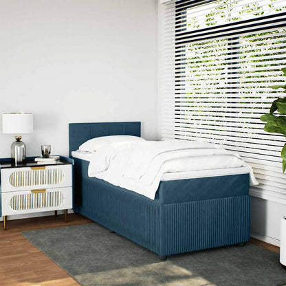 vidaXL Boxspringbett mit Matratze Blau 80x200 cm Samt