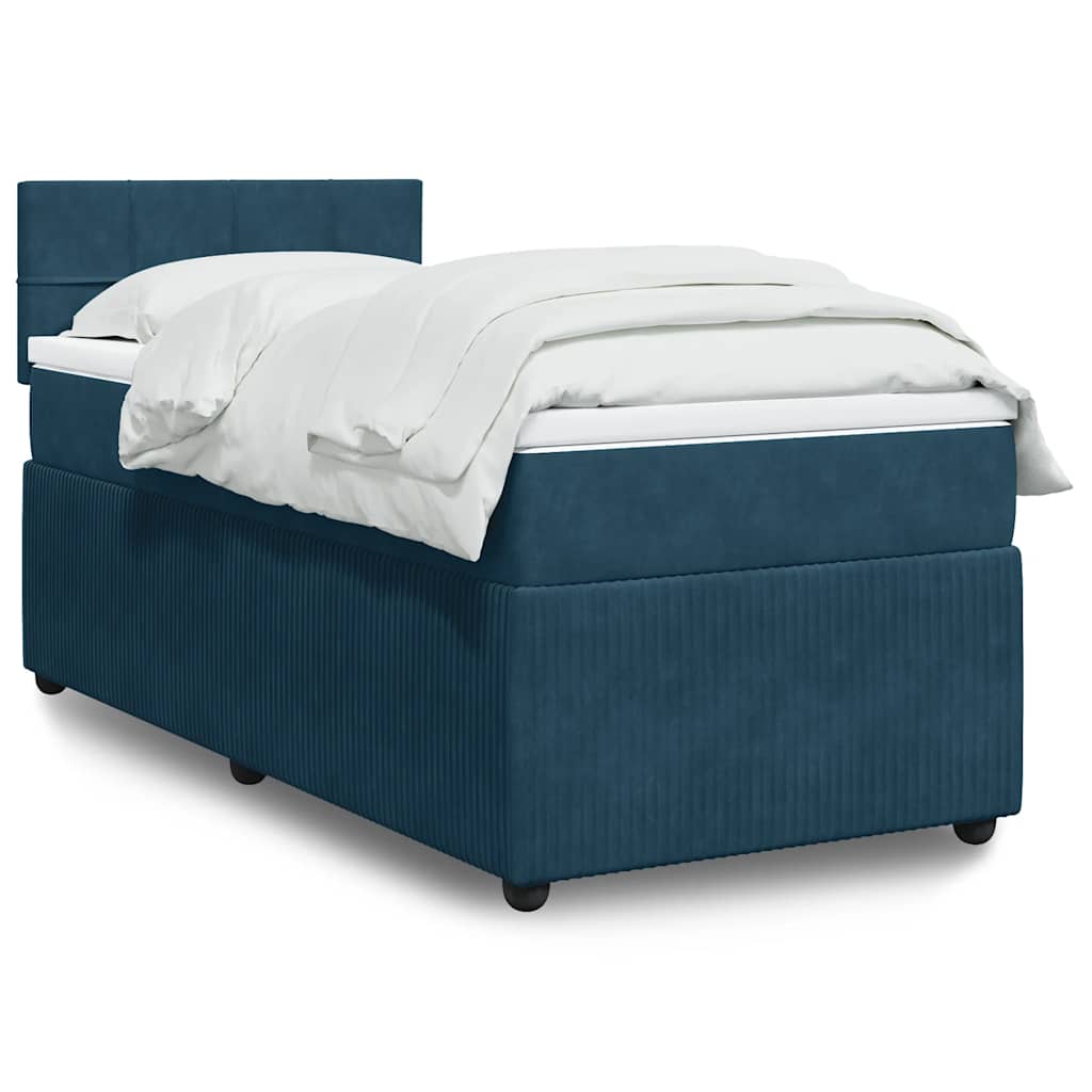 vidaXL Boxspringbett mit Matratze Blau 80x200 cm Samt