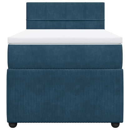 vidaXL Boxspringbett mit Matratze Blau 80x200 cm Samt