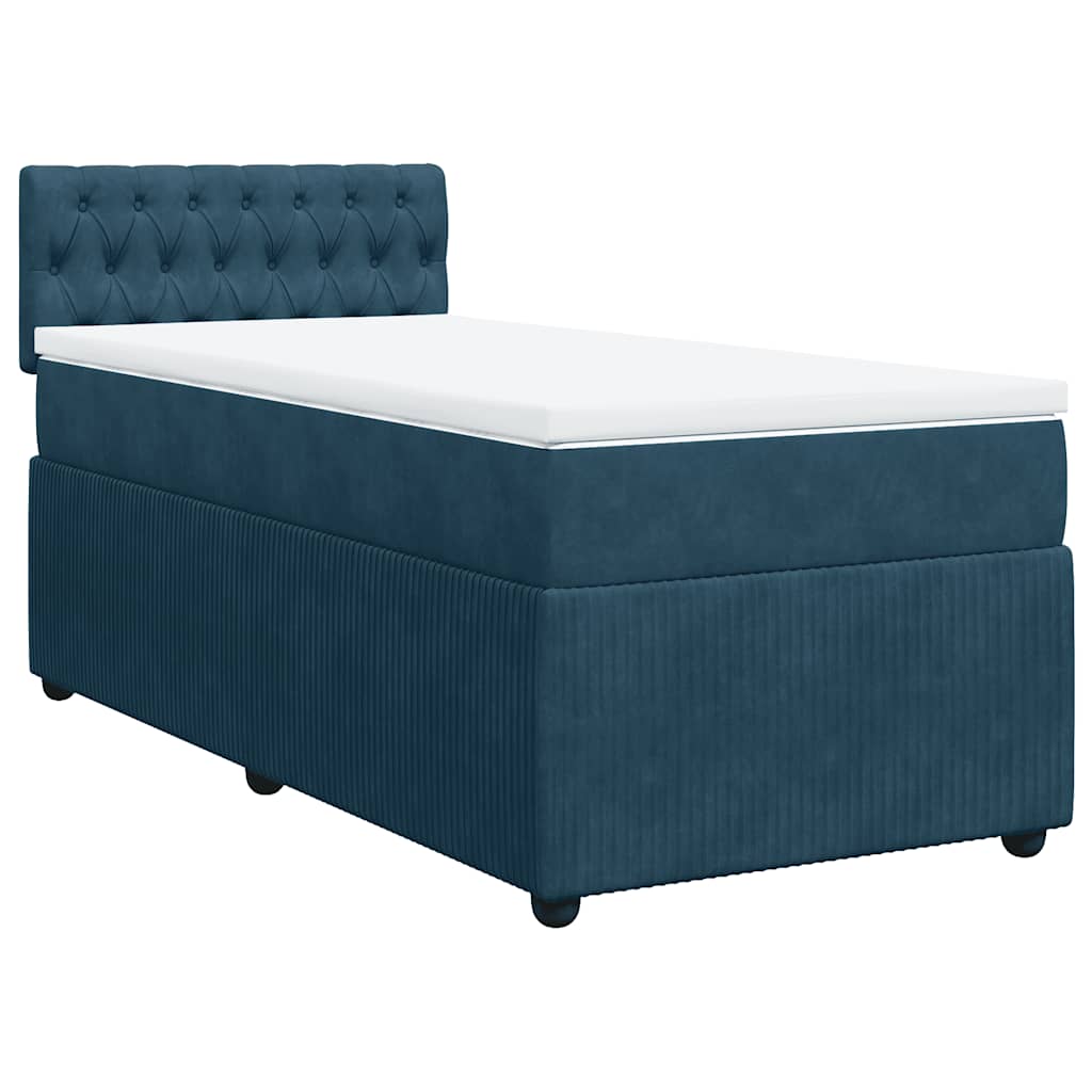 vidaXL Lit tapissier avec matelas velours bleu 80x200 cm