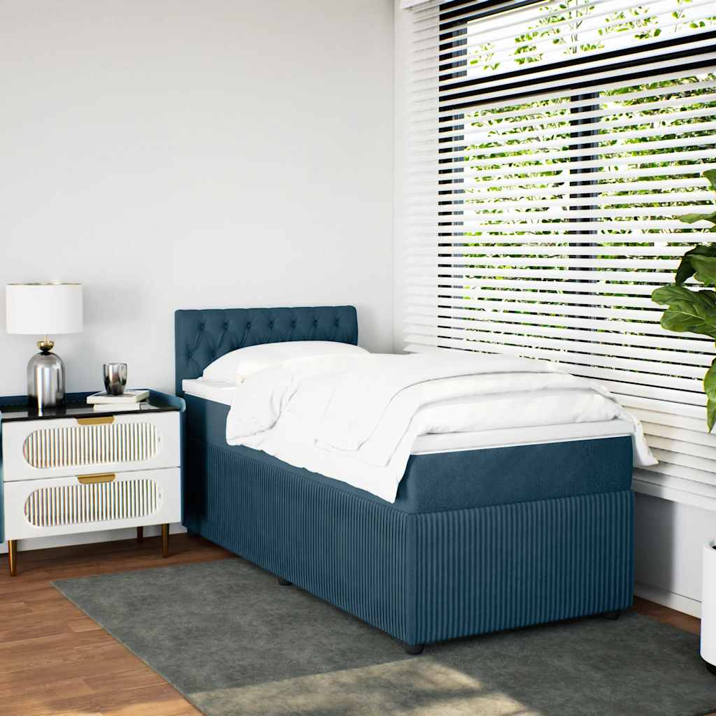 vidaXL Lit tapissier avec matelas velours bleu 80x200 cm
