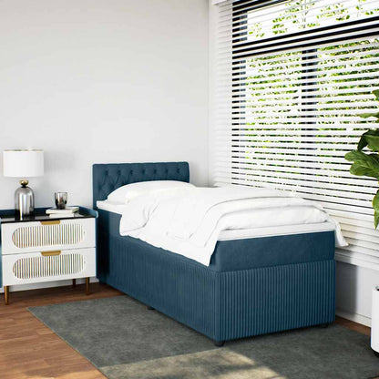 vidaXL Lit tapissier avec matelas velours bleu 80x200 cm