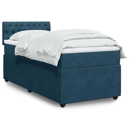 vidaXL Lit tapissier avec matelas velours bleu 80x200 cm