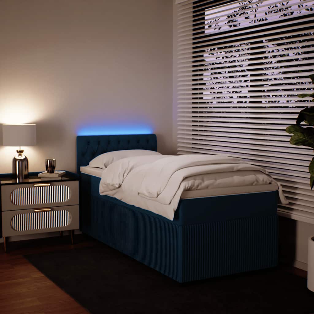 vidaXL Lit tapissier avec matelas velours bleu 80x200 cm